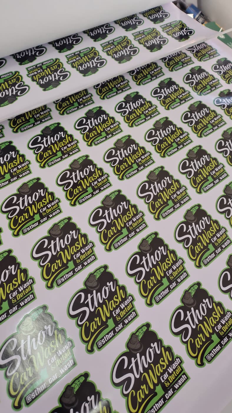 Stickers con corte para un lavadero de autos